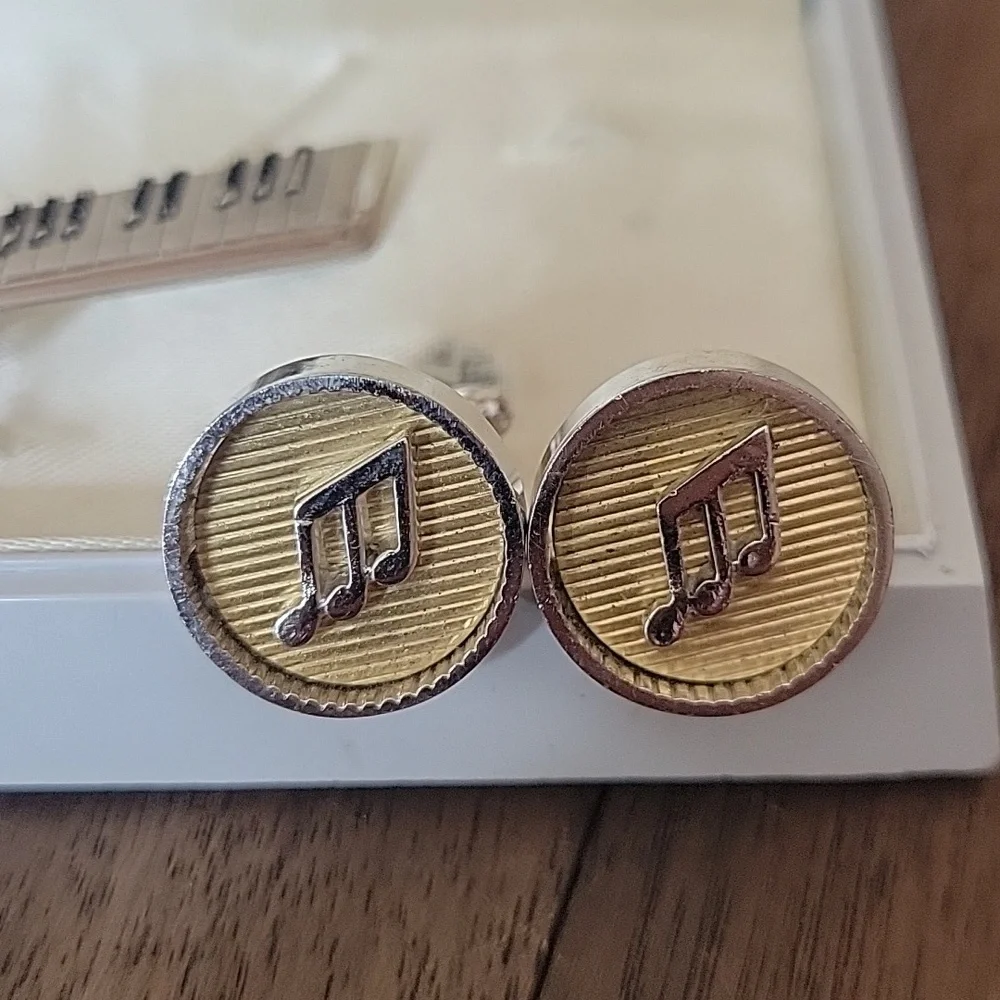 Anson Vintage Musical Notes Piano Keyboard Cufflinks Tie Clip Set